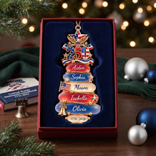 Load image into Gallery viewer, Celebrate Family Tradition - Personalized Patriot Family Acrylic Ornament Ornament PopCulturePrints
