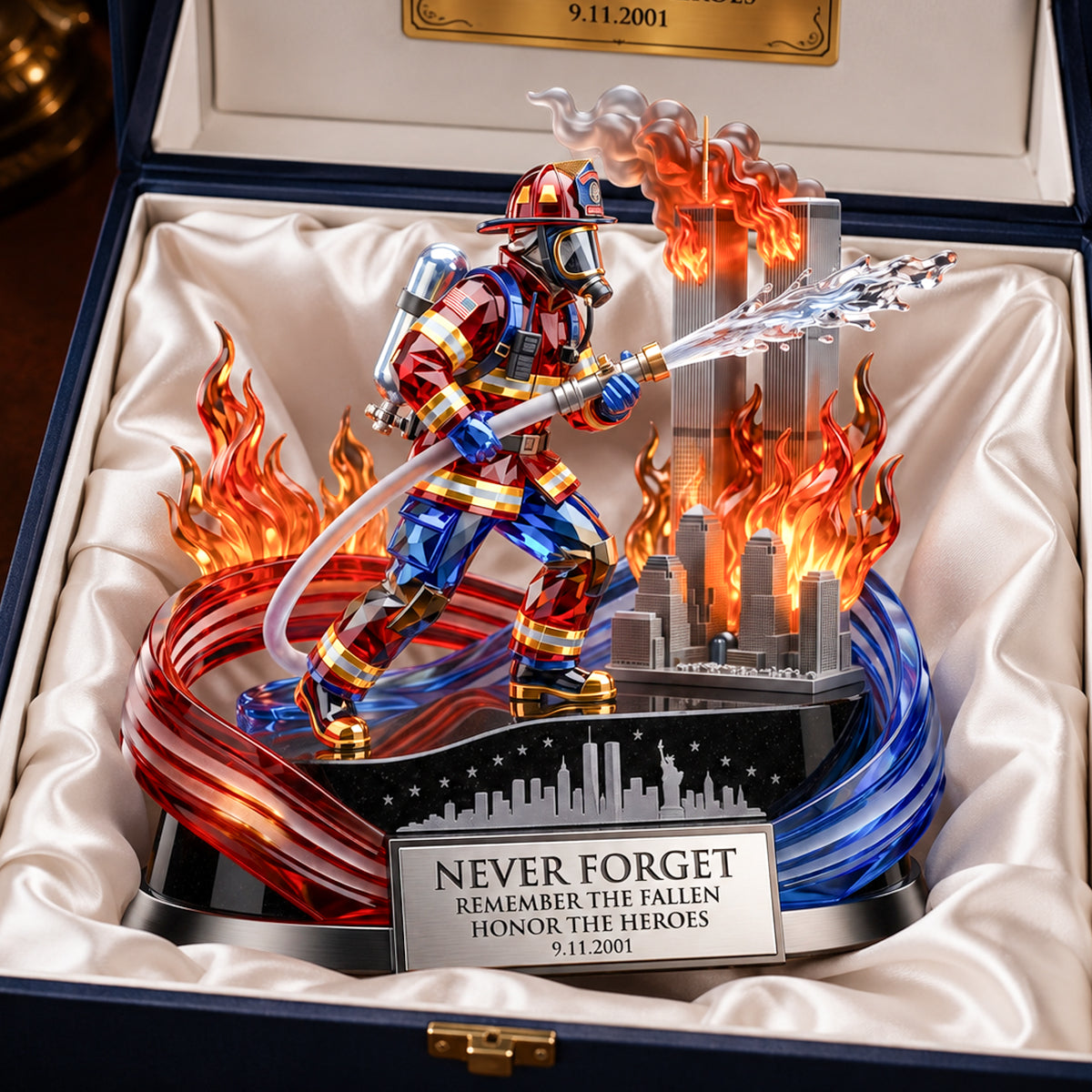 Never Forget: Honor the Heroes - 25 Years Remembrance Firefighter Plaque - Personalized Gift for Firefighters, Family, and Friends