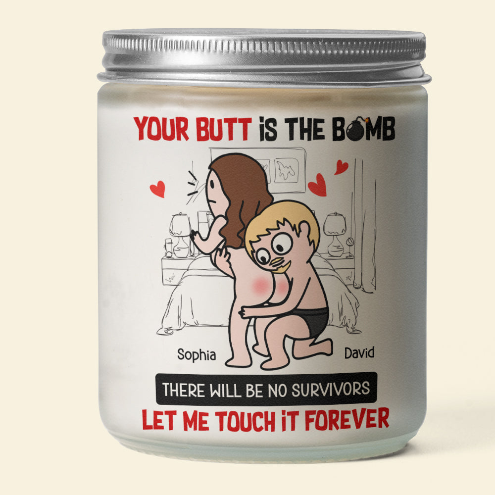 Personalized Romantic Scented Candle for Couples - Funny Touching Butt Design