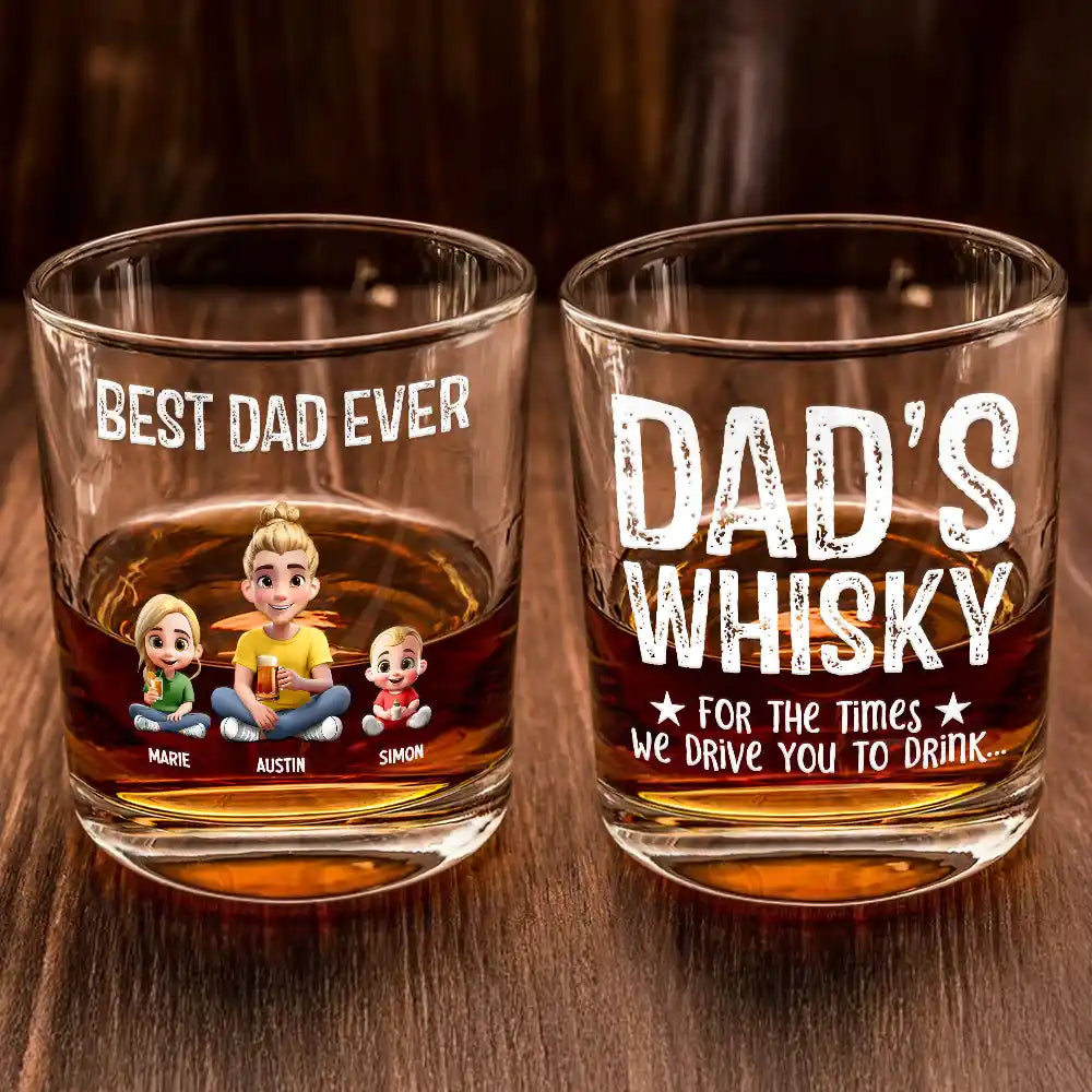 "For The Times I Drive You To Drink" - Personalized Whiskey Glass for the Best Dad Ever Whiskey Glass PopCulturePrints