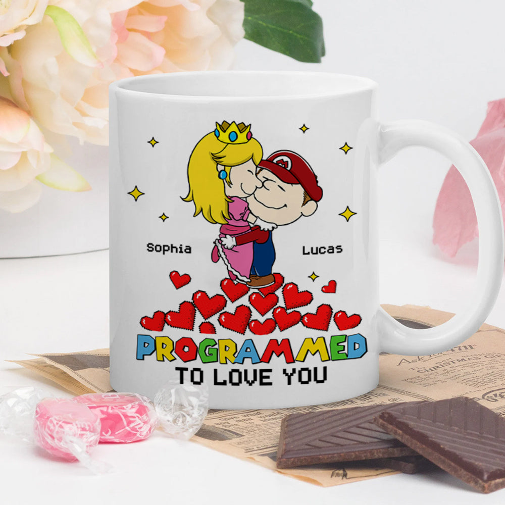 Customized Couple Coffee Mug - Programmed to Love You Coffee Mug PopCulturePrints