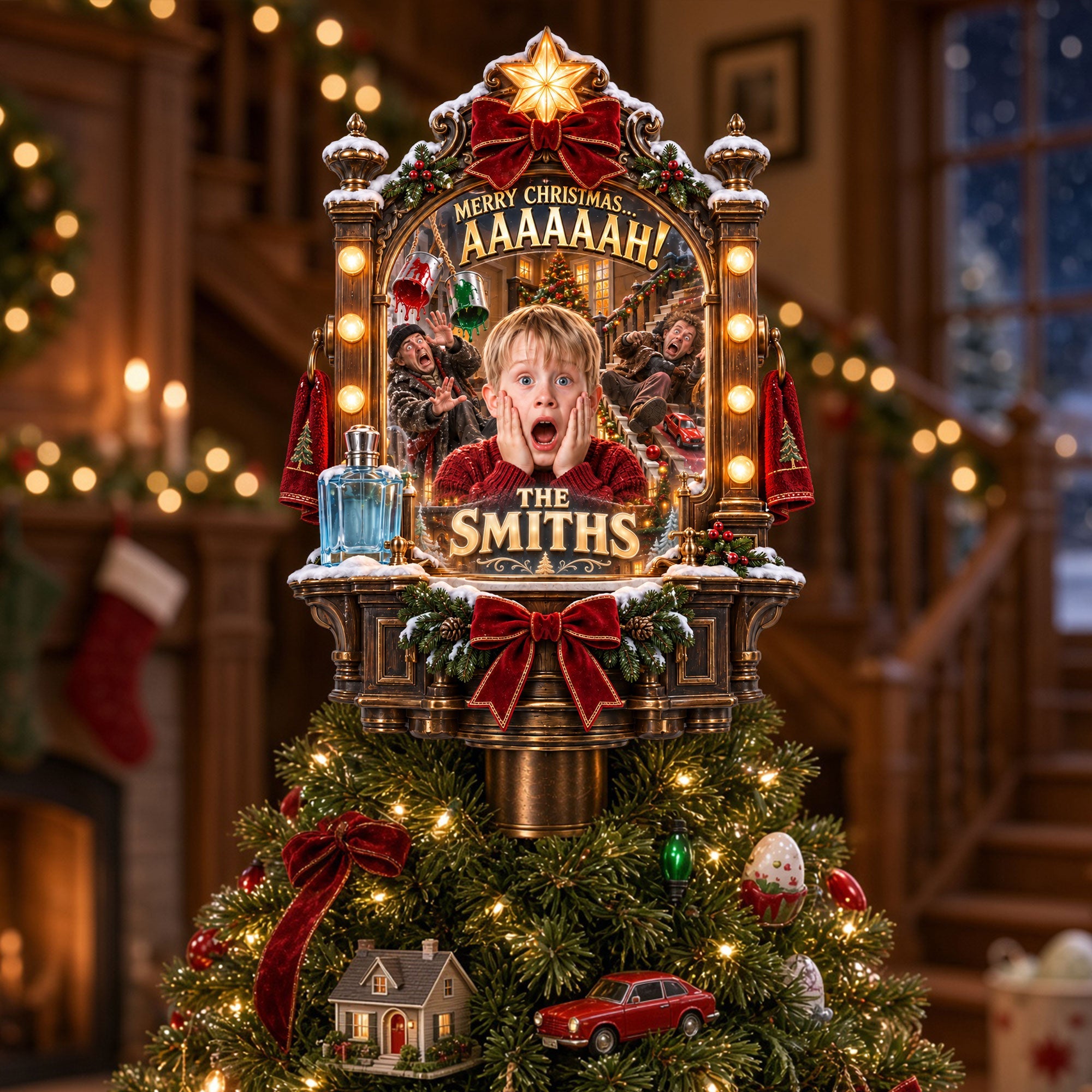 “Merry Christmas, AAAAAH!” - Classic Christmas Comedy Tree Topper | Personalized Gift for Family & Friends Ornament PopCulturePrints