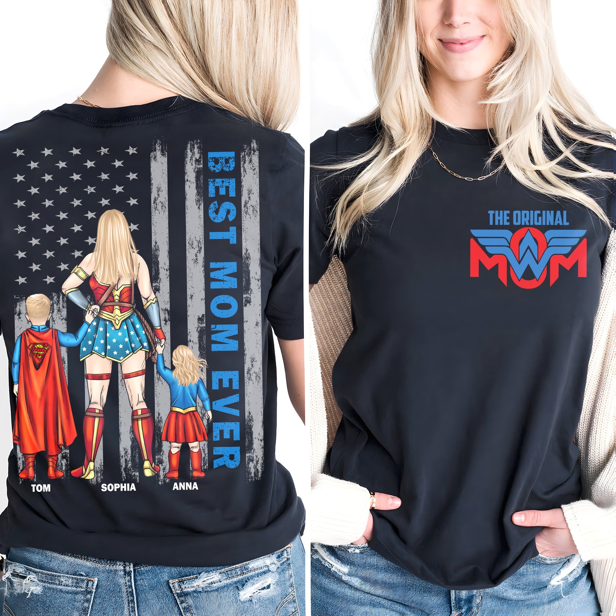 "The Best Mom Ever" - Personalized Wonder Woman Shirt - Gift for Mom and Grandma Shirts PopCulturePrints