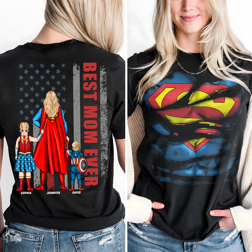 Best Mom Ever Shirt - Personalized Superhero Gift for Moms and Grandmas Shirts PopCulturePrints