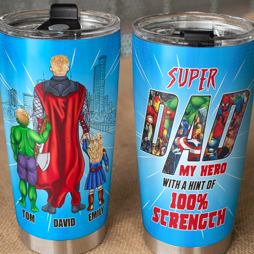 Personalized Super Dad Hero Tumbler