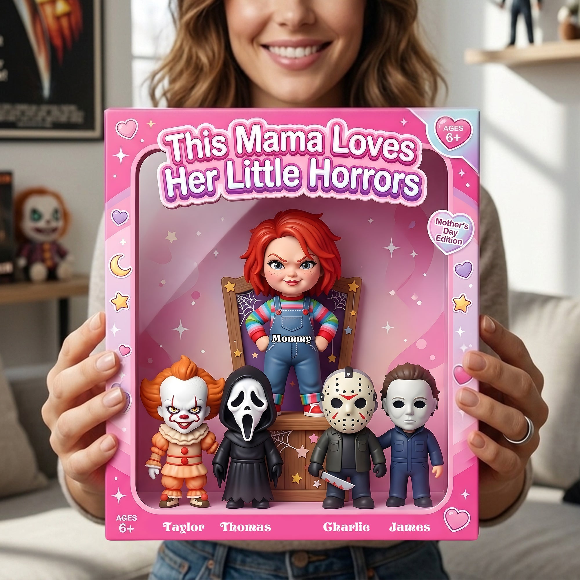 This Mama Loves Her Little Horrors - Personalized Horror Mom And Kids Acrylic Plaque Shaped Plaques PopCulturePrints