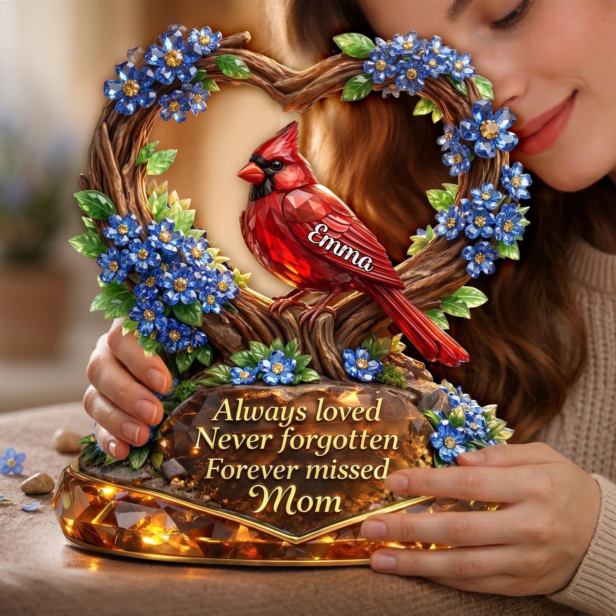 Always Loved, Never Forgotten - Personalized Acrylic Plaque for Mom Shaped Plaques PopCulturePrints