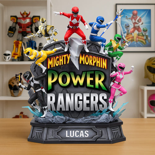 Unite Your Power Squad - Personalized Power Rangers Plaque for Movie Fans Shaped Plaques PopCulturePrints