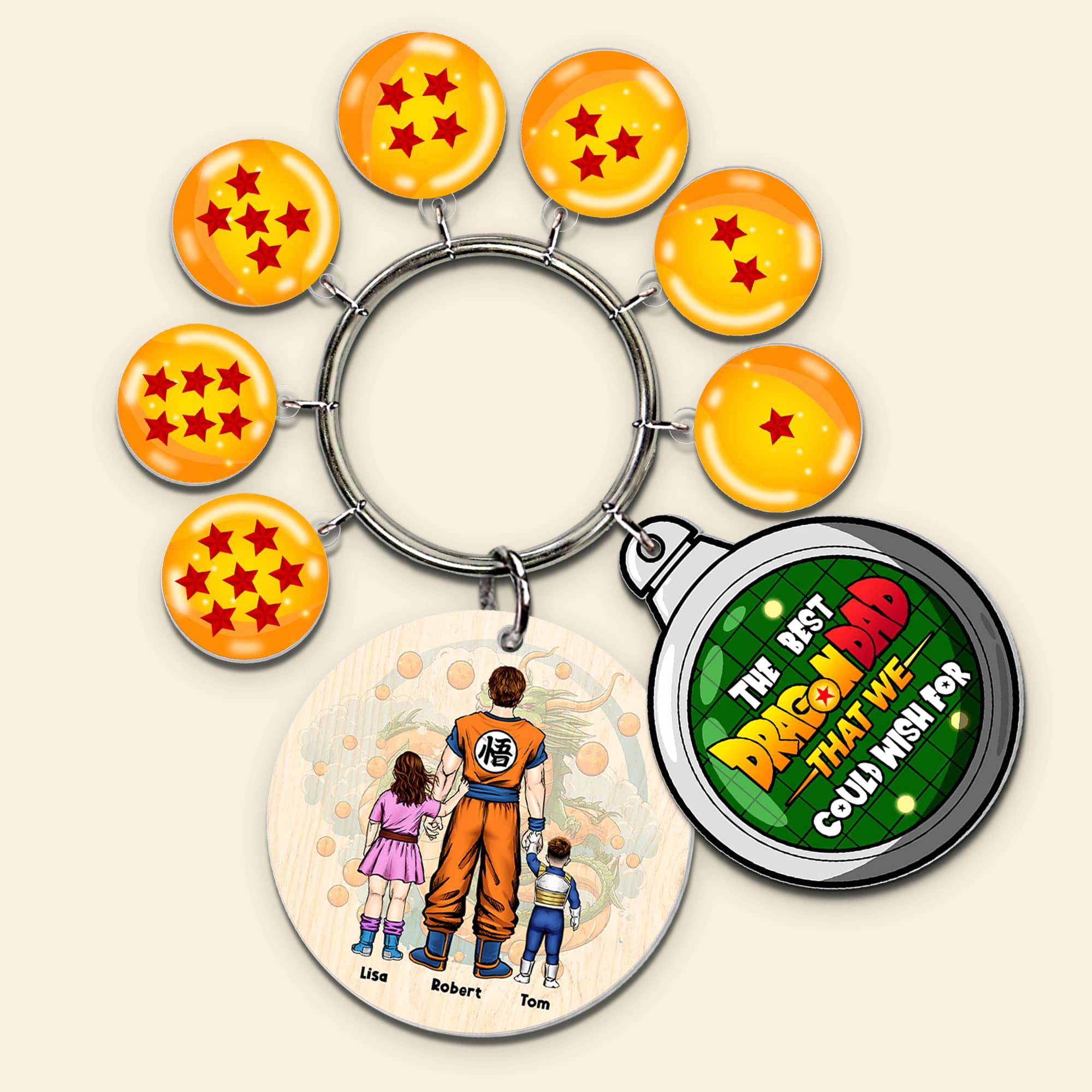 Custom Dragon Ball Inspired Keychain for Dad - Perfect Father's Day Gift Keychains PopCulturePrints