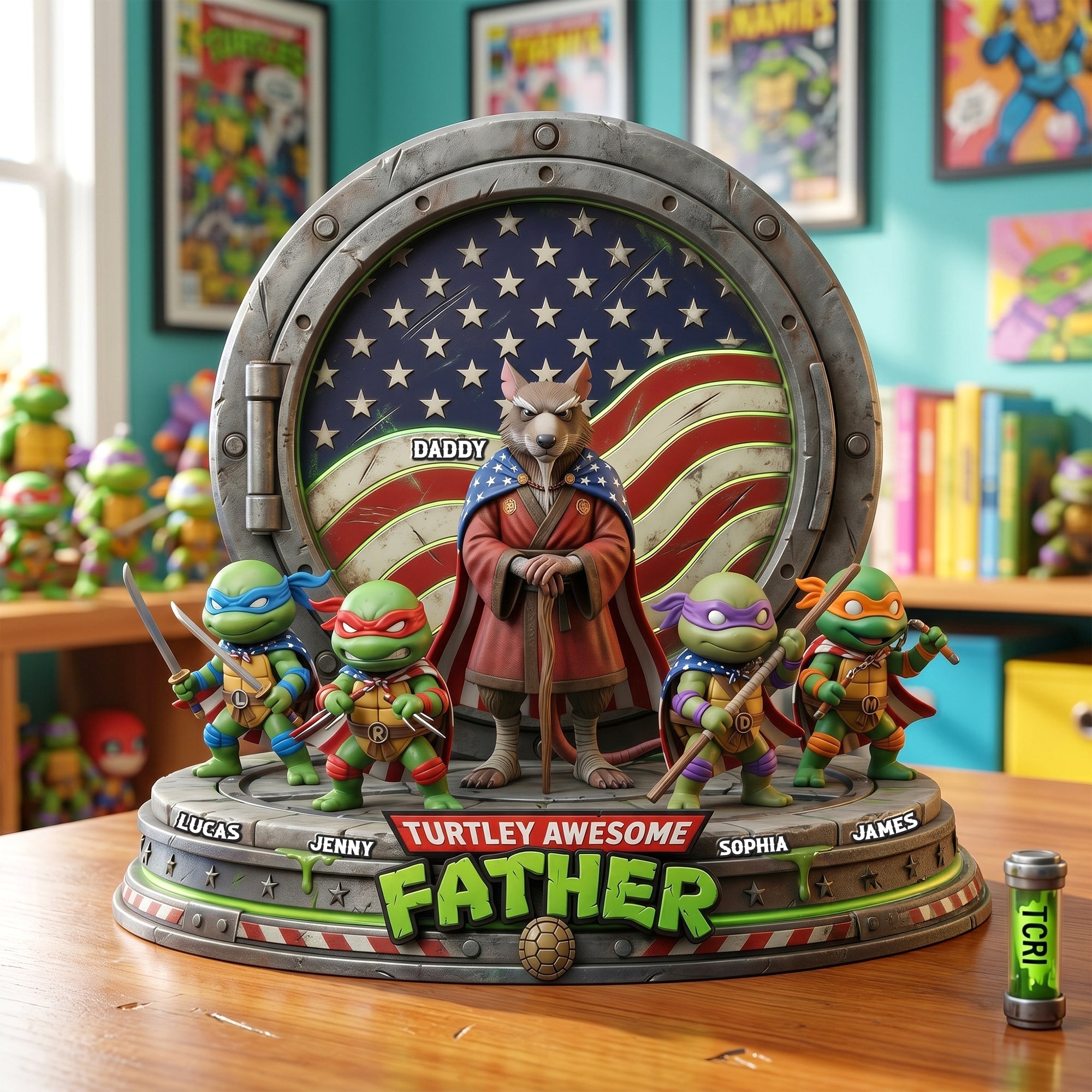"Turtley Awesome Father – A Unique Tribute to Dads" - Personalized Acrylic Plaque - Gift for Dad, Grandpa & More Shaped Plaques PopCulturePrints