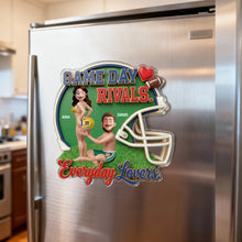 Load image into Gallery viewer, Game Day Rivals Couple Fridge Magnet - Custom Personalized Gift for Sporty Couples Fridge Magnet PopCulturePrints
