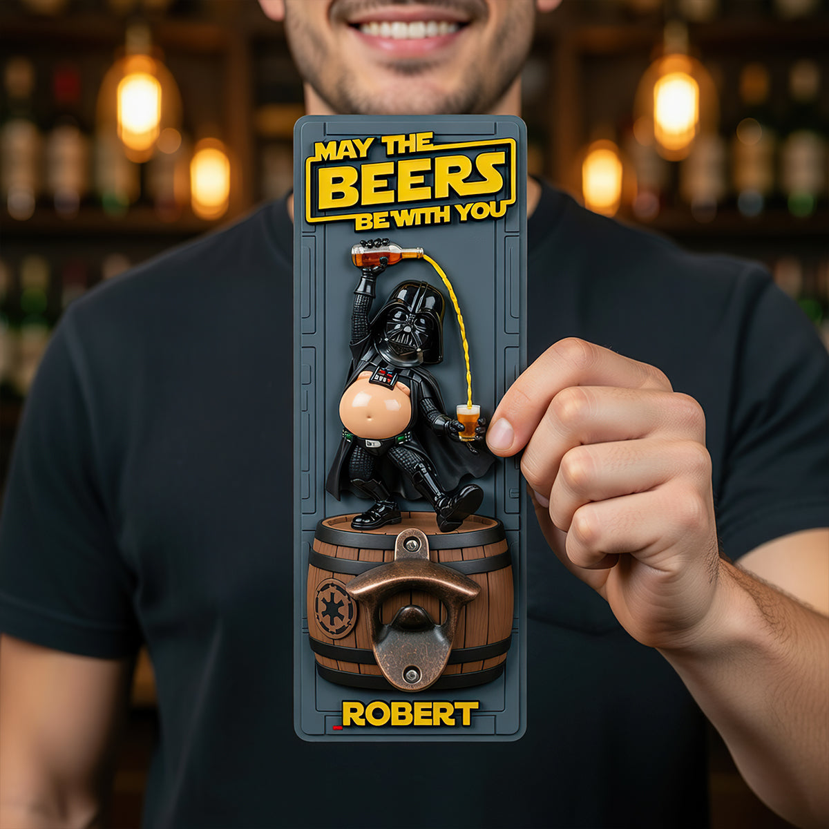 “May the Beers Be With You” - Personalized Cosmic Brew Wall Bottle Opener - Gift for Space Lovers