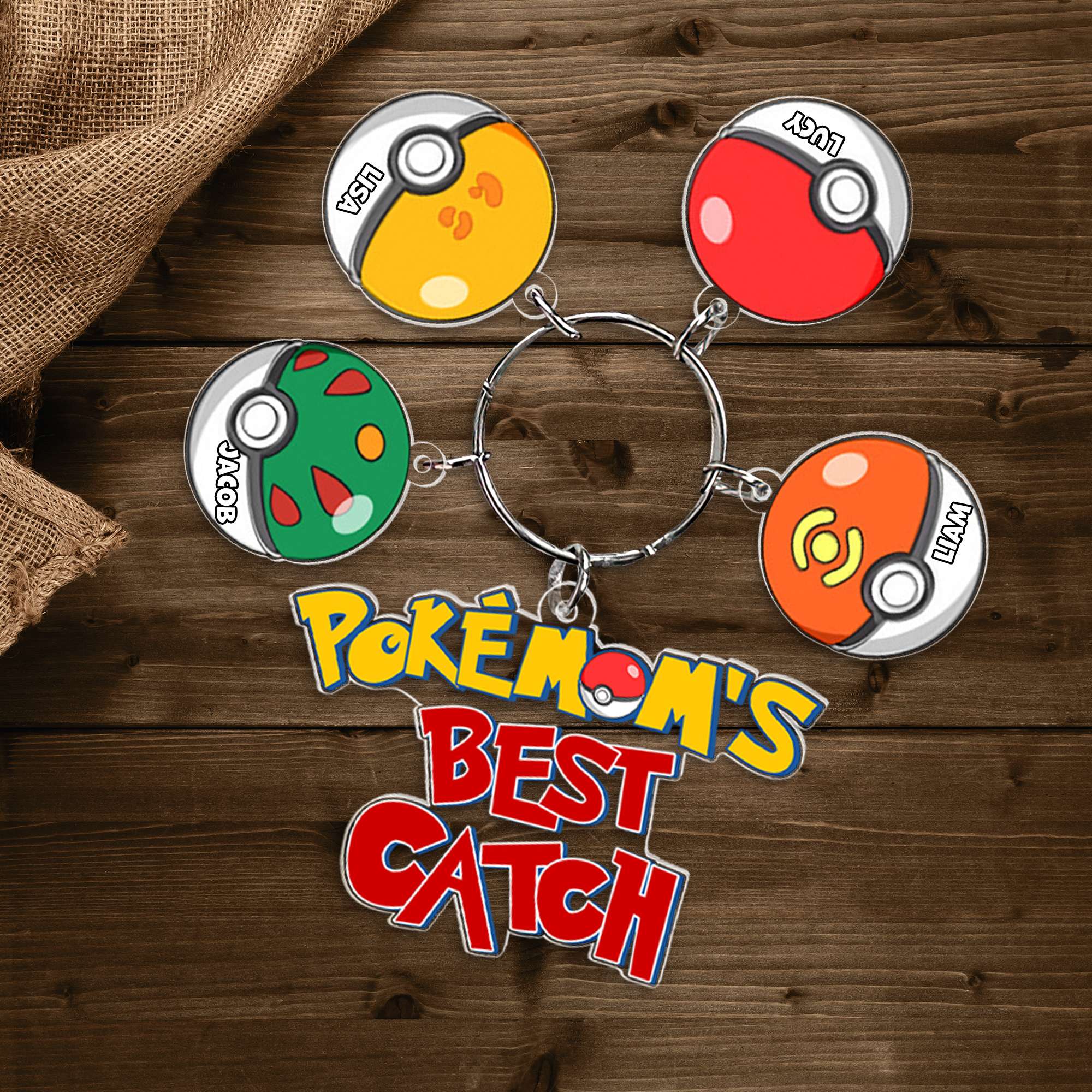 Personalized Poke Dad Keychain - Best Catch Gift for Father's Day Keychains PopCulturePrints