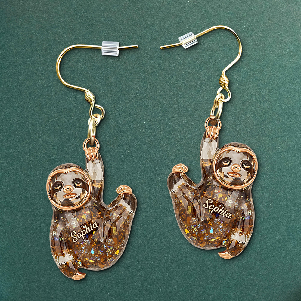 Hang In There! Tired Anti-Social Sloth Earrings - Personalized Gift for Sloth Lovers Earrings PopCulturePrints