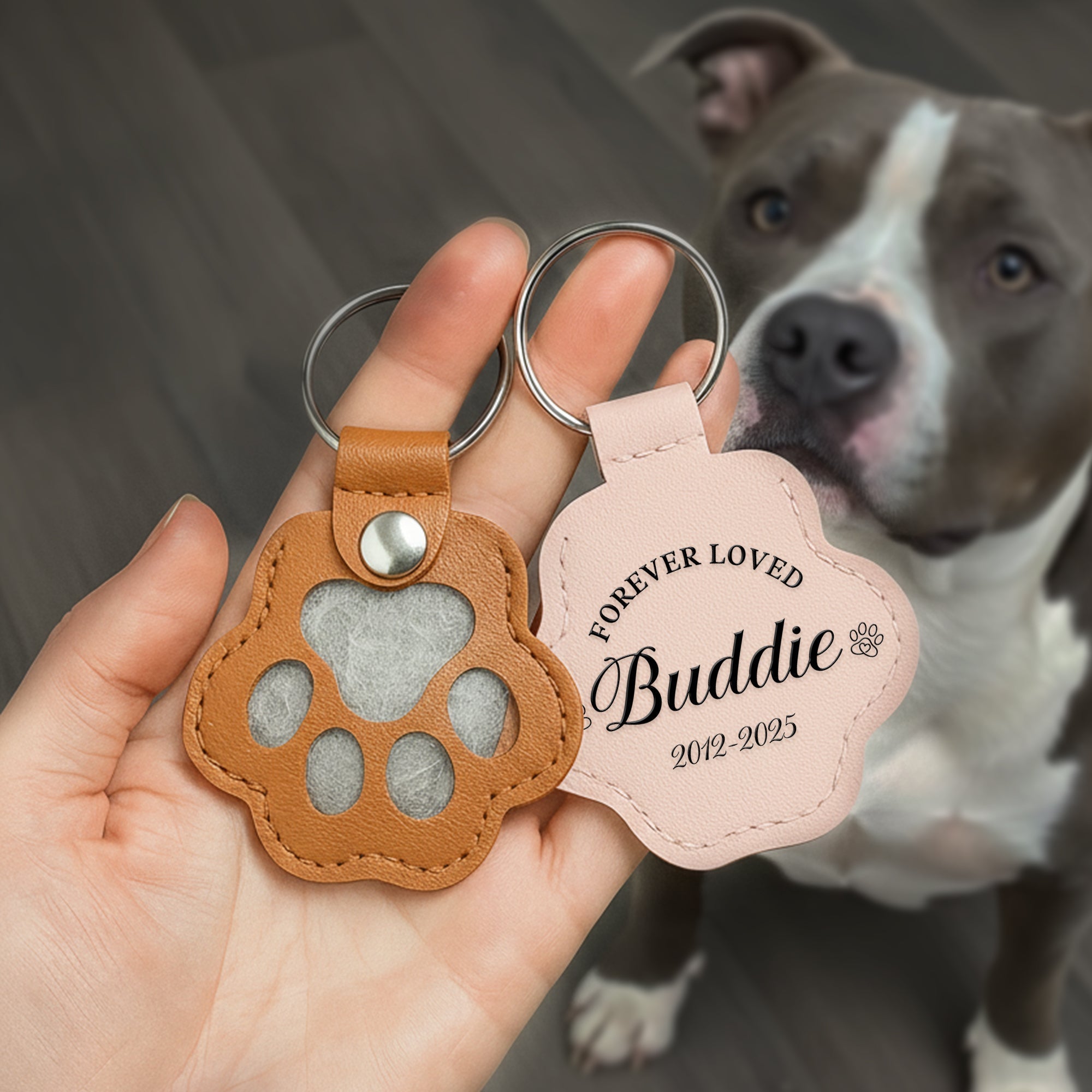 Forever Love: Personalized Pet Fur Storage Keychain - A Meaningful Memorial Gift for Pet Lovers Keychains PopCulturePrints