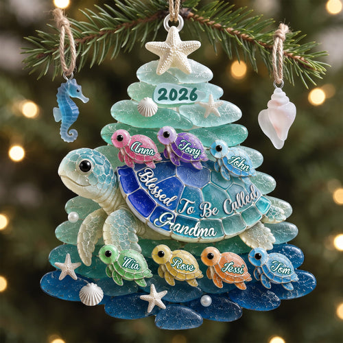 “Blessed To Be Called Grandma” Turtle Ornament - Personalized Christmas Gift for Grandmothers Ornament PopCulturePrints