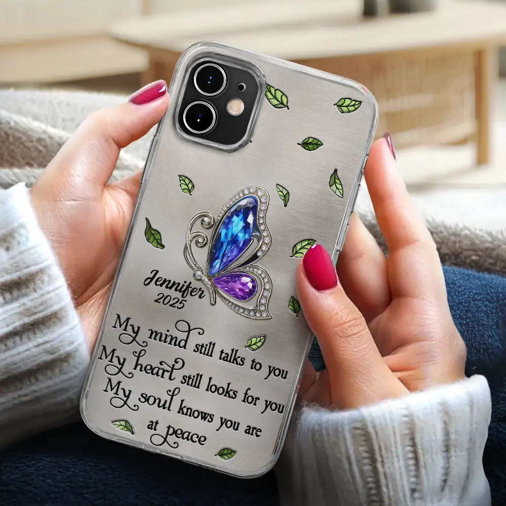 My Mind Still Talks To You - Personalized Metal Effect Printed Phone Case Clear Phone Case PopCulturePrints