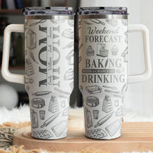 Load image into Gallery viewer, Weekend Forecast: Baking With A Chance Of Drinking - Personalized Engraved 40oz Tumbler for Moms and Grandmas Engraved 40oz Tumbler PopCulturePrints
