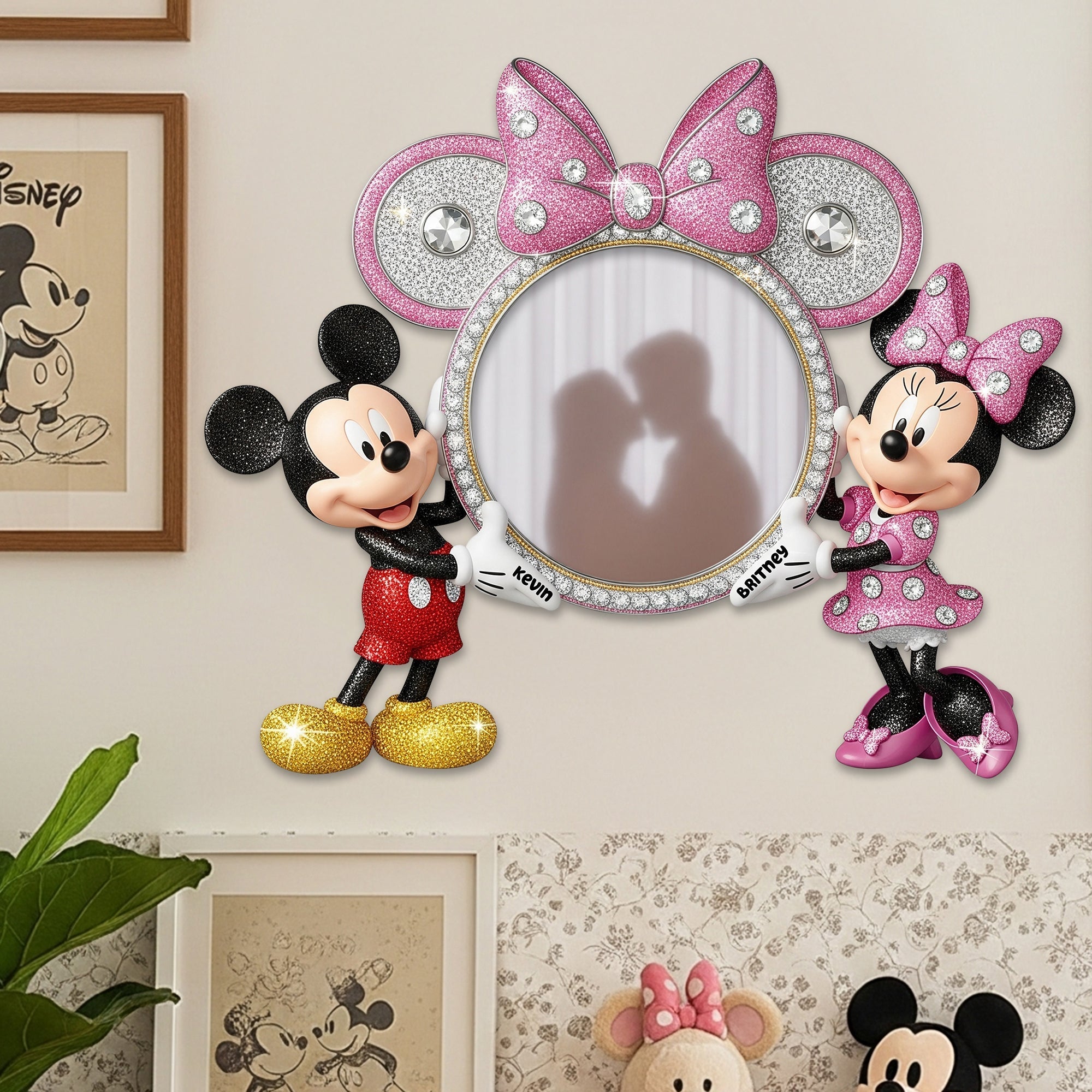 Sweet Love – Personalized Mickey and Minnie Wall Hanging Mirror Mirror PopCulturePrints