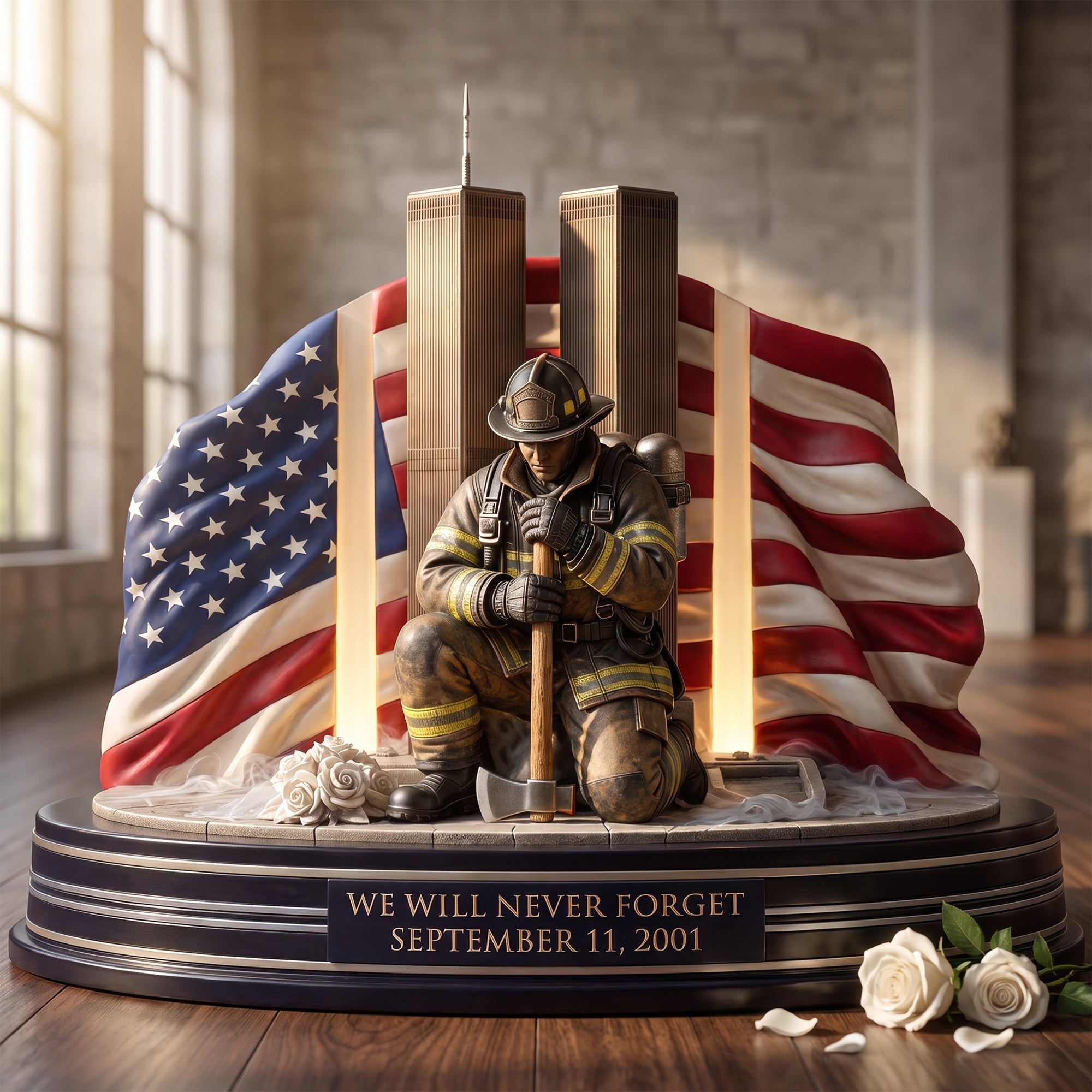 “We Will Never Forget” - Firefighter Memorial Acrylic Plaque, Personalized Gift for Firefighters