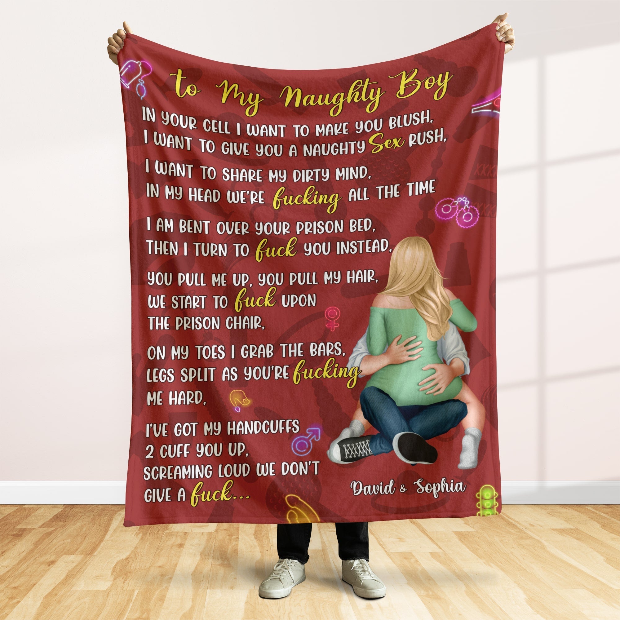 Naughty Couple Personalized Blanket Blanket PopCulturePrints