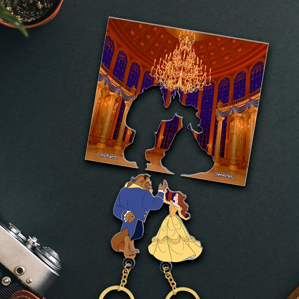 Enchanted Ballroom Couple Key Holder with Personalized Names Key Holder PopCulturePrints