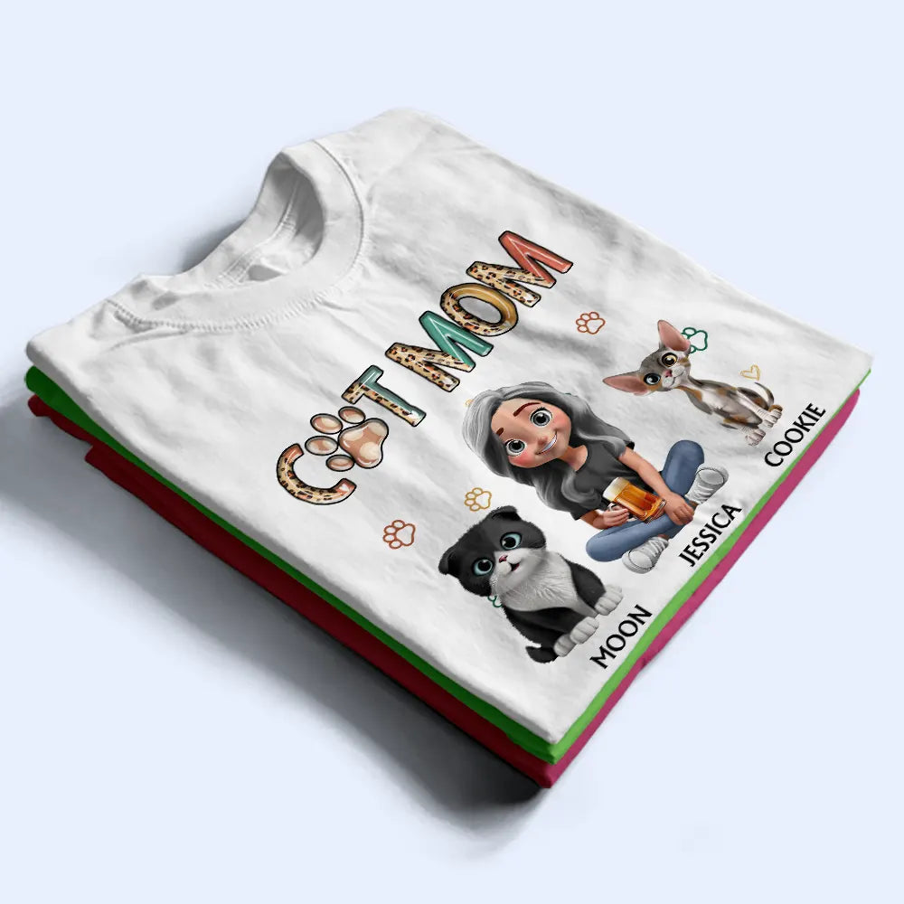 Cat Mom Funny Cat - Personalized T-Shirt for Loving Cat Moms T-shirt PopCulturePrints