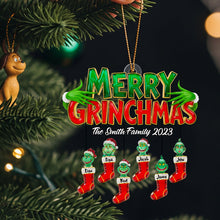 Load image into Gallery viewer, Merry Grinchmas Family Ornament - Personalized Christmas Gift for Family &amp; Friends Ornament PopCulturePrints

