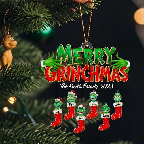 Merry Grinchmas Family Ornament - Personalized Christmas Gift for Family & Friends Ornament PopCulturePrints