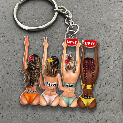 Personalized Beach Girls Keychain for Best Friends Keychains PopCulturePrints