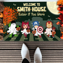 Load image into Gallery viewer, Personalized Family Halloween Doormat - Enter If You Dare
