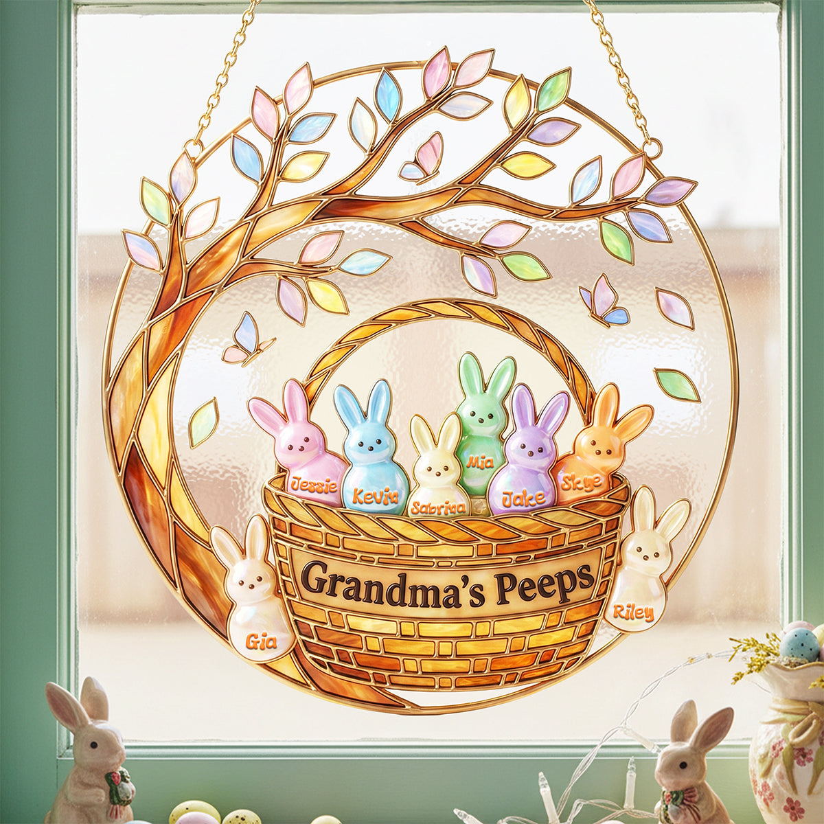 Grandma's Peeps Easter Suncatcher Ornament - A Personalized Gift for Grandmothers Ornament PopCulturePrints