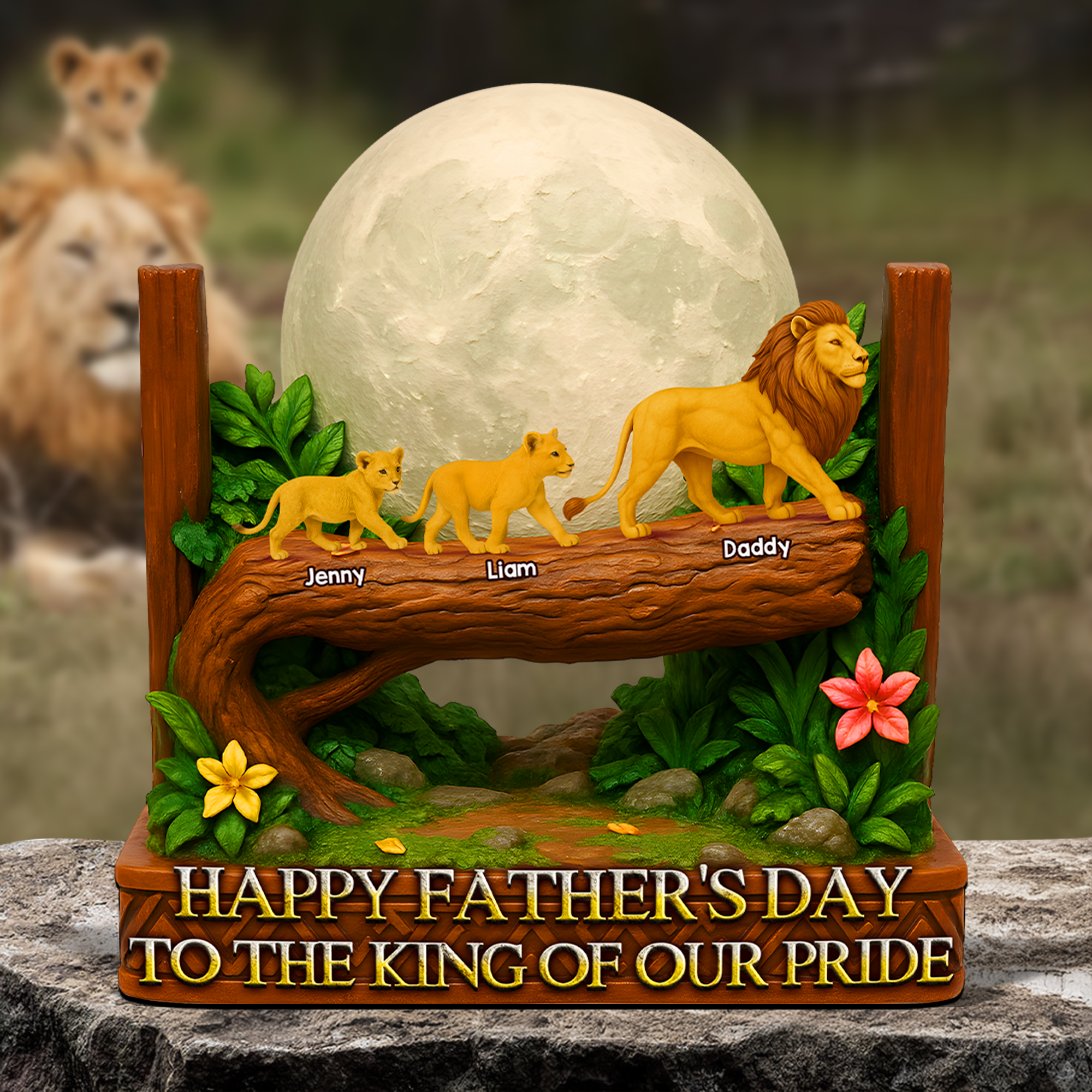Happy Father's Day to the King of Our Pride - Personalized Lion Dad Plaque Shaped Plaques PopCulturePrints
