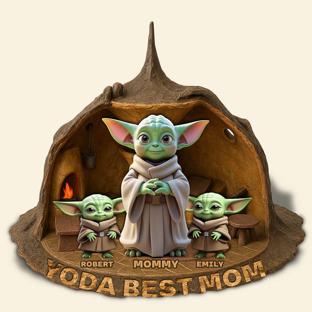 "Yoda Best Mom" - Personalized Plaque for Moms, Grandmas, and More - Custom Gift for Mother's Day Shaped Plaques PopCulturePrints