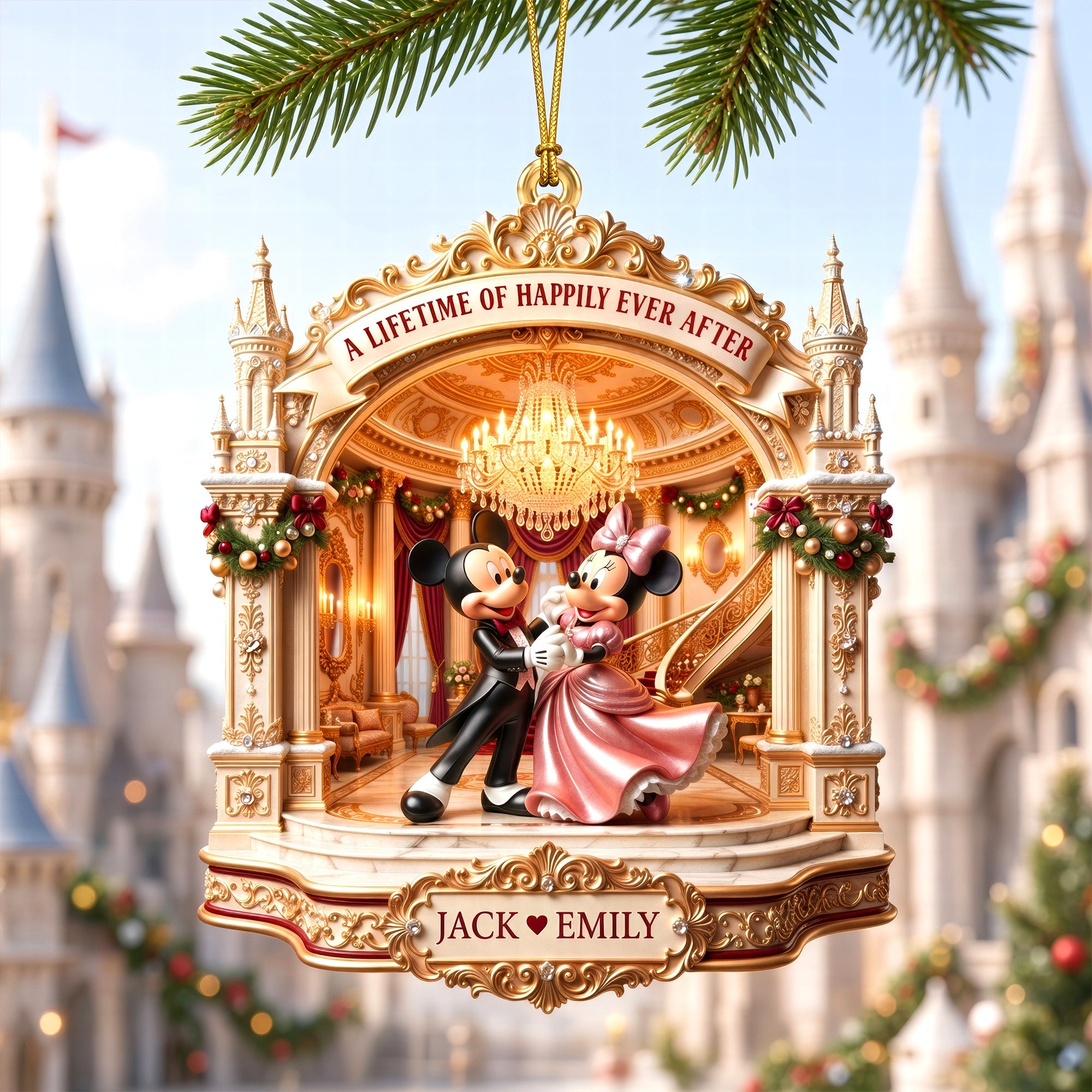A Lifetime of Happily Ever After - Personalized Christmas Ornament for Couples