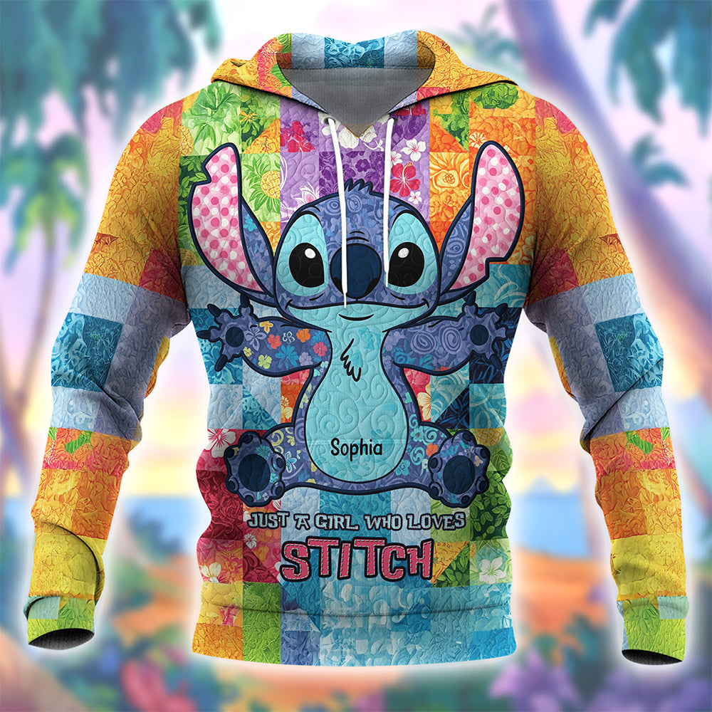 “Just A Girl Who Loves Stitch” - Personalized Cute Blue Monster Shirt - Custom Gifts for Movie Lovers AOP Products PopCulturePrints