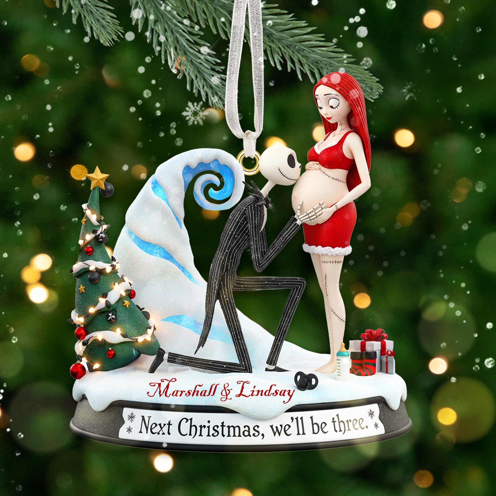 Celebrate Your Growing Family - Pregnant Couple Christmas Ornament - Personalized Gift Ornament PopCulturePrints