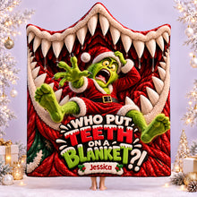 Load image into Gallery viewer, Who Put Teeth On A Blanket?! - Personalized Wearable Blanket Hoodie for Christmas
