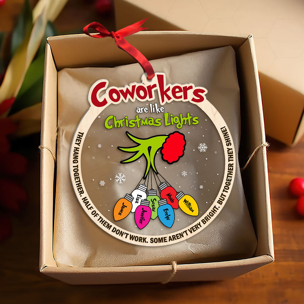 Personalized Christmas Ornament for Coworkers: Festive Lights Design