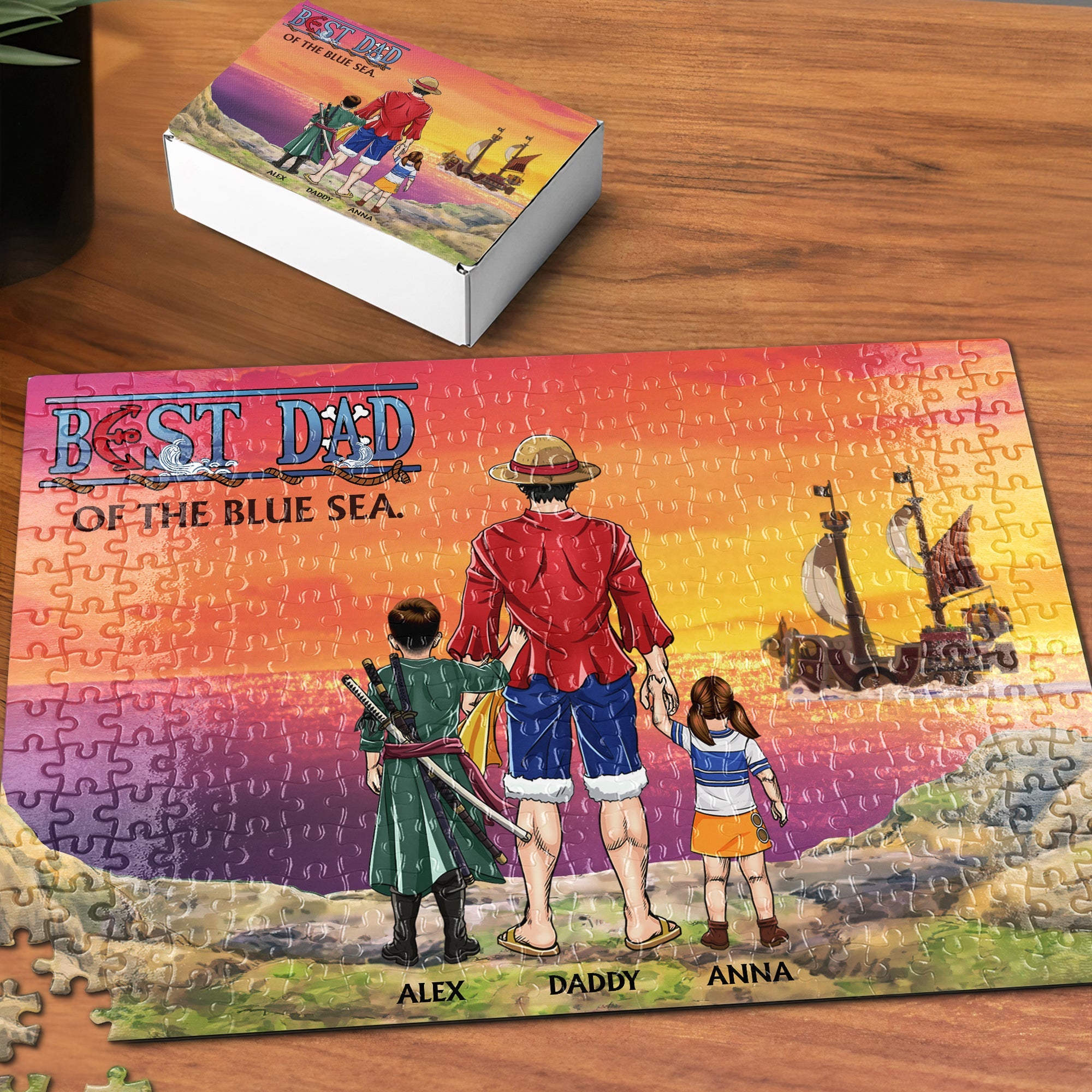 Personalized Best Dad of the Blue Sea Jigsaw Puzzle