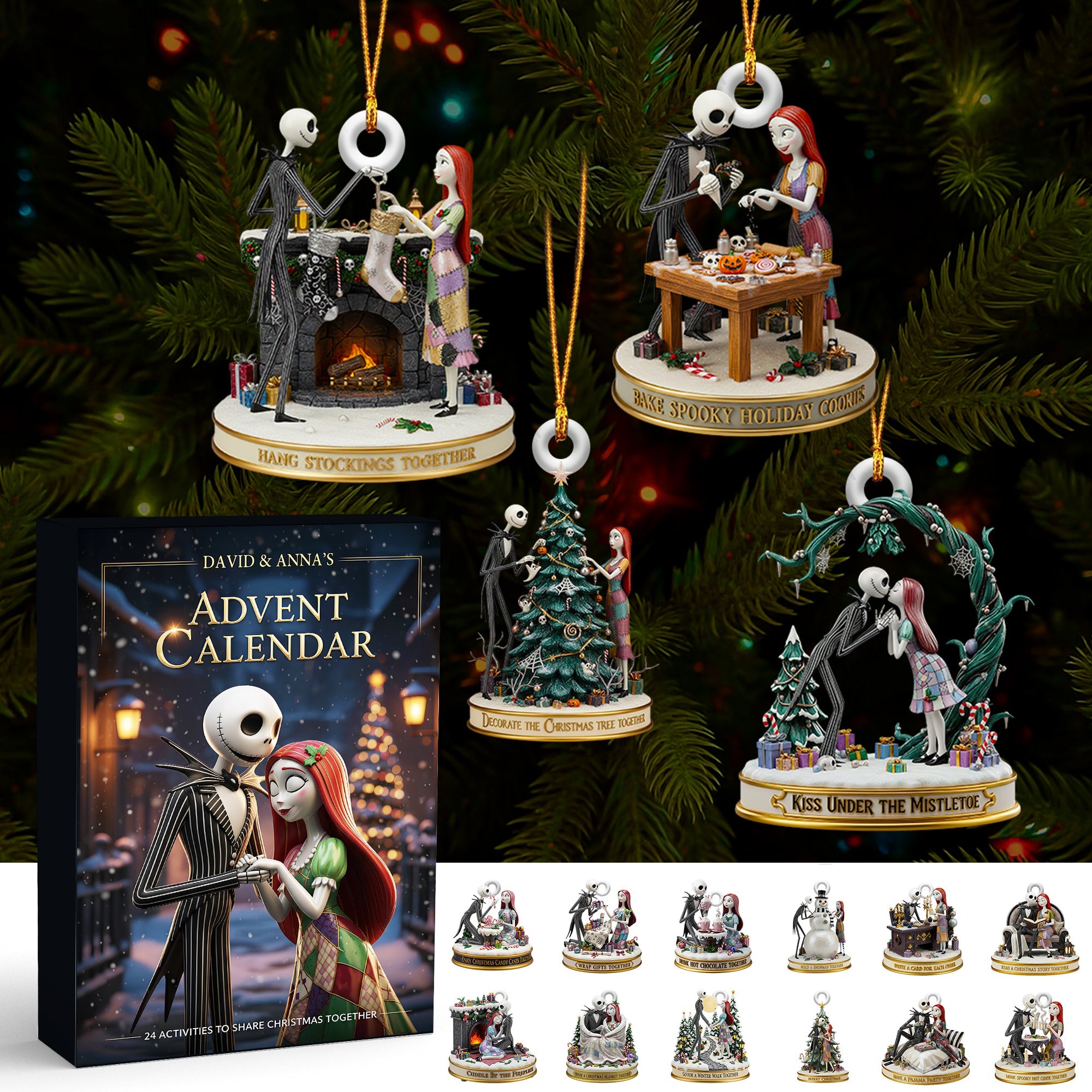 “Celebrate Love and Magic this Christmas” - Gothic Couple Advent Calendar - Personalize Your Gift for Couples Advent Calendar PopCulturePrints