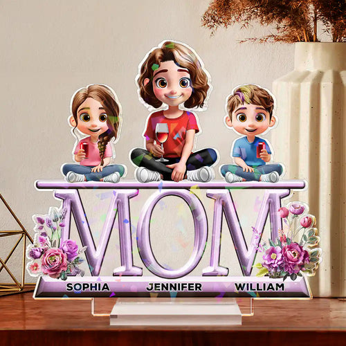 Celebrate Mom with Love - Personalized Holographic Acrylic Plaque | Unique Gift for Moms and Grandmas Holographic Acrylic Plaque PopCulturePrints