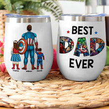Load image into Gallery viewer, Personalized Best Dad Ever Superhero Wine Tumbler Tumbler Cup PopCulturePrints
