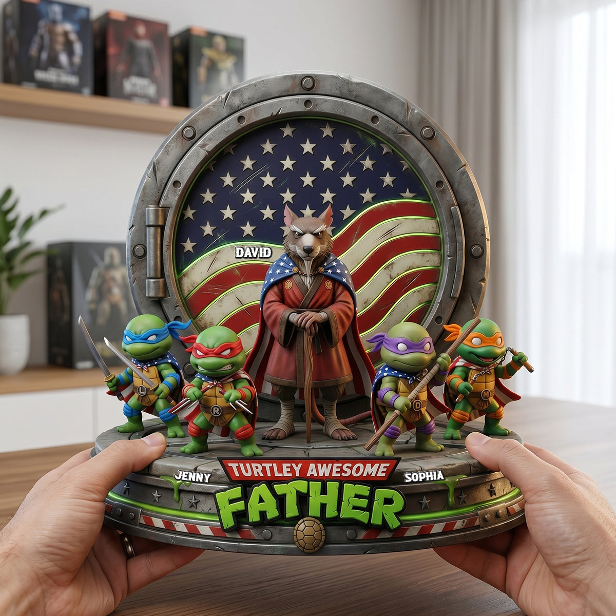"Turtley Awesome Father – A Unique Tribute to Dads" - Personalized Acrylic Plaque - Gift for Dad, Grandpa & More Shaped Plaques PopCulturePrints