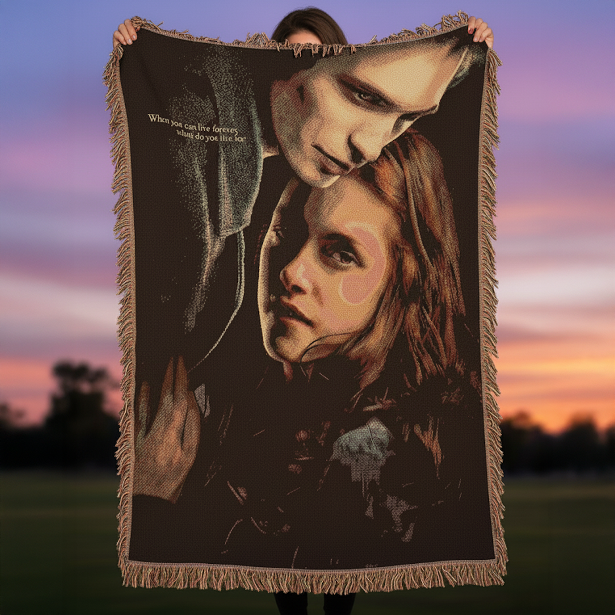 Twilight Love: Embrace Forever – Personalized Woven Blanket for Couples Blanket PopCulturePrints
