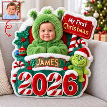 Load image into Gallery viewer, Celebrate the Magic: Baby's First Christmas Personalized Photo Pillow - Perfect Gift for New Parents
