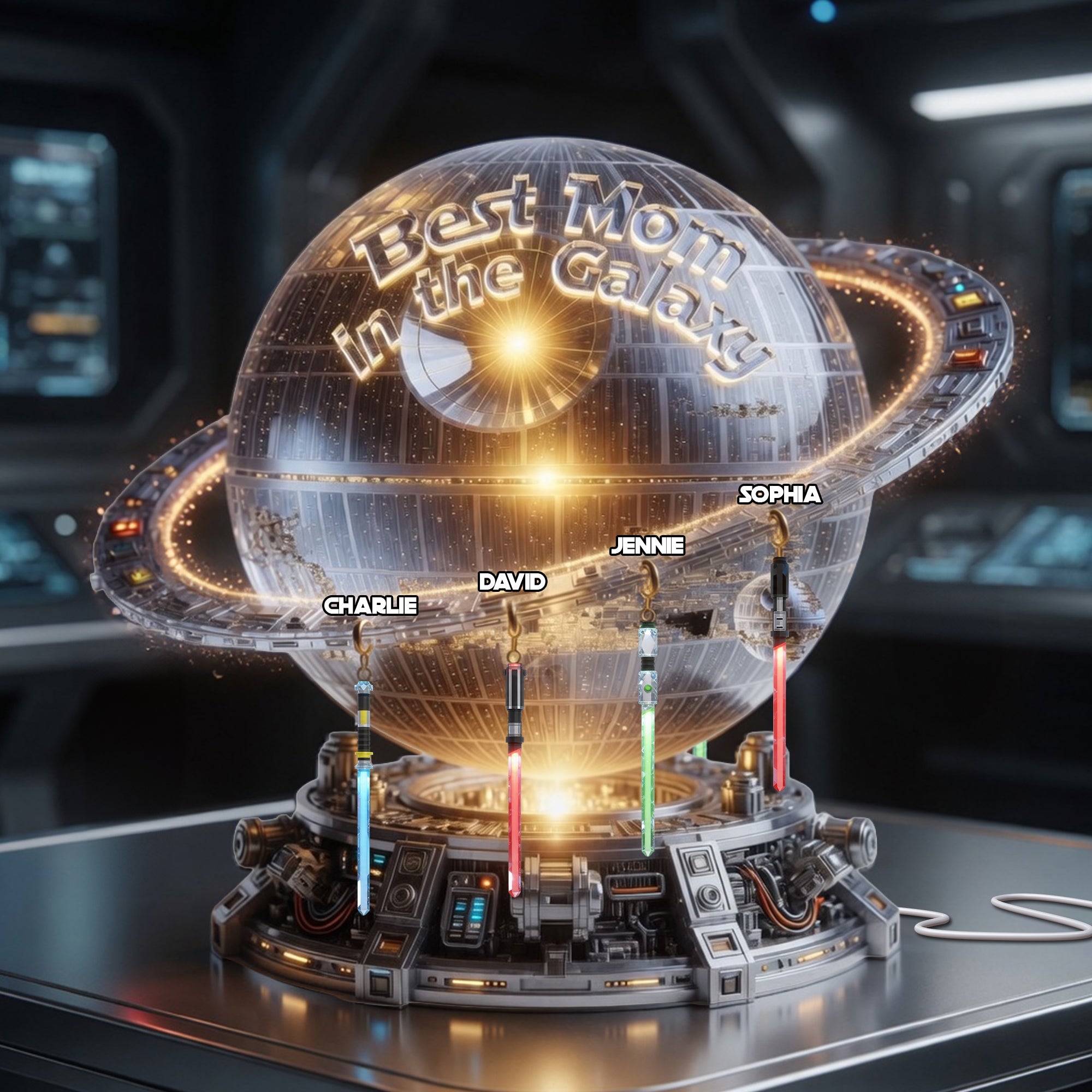 “Best Mom in the Galaxy” - Customizable Energy Blade Acrylic Light Box - Thoughtful Gift for Moms, Grandmas, and More Light Box PopCulturePrints