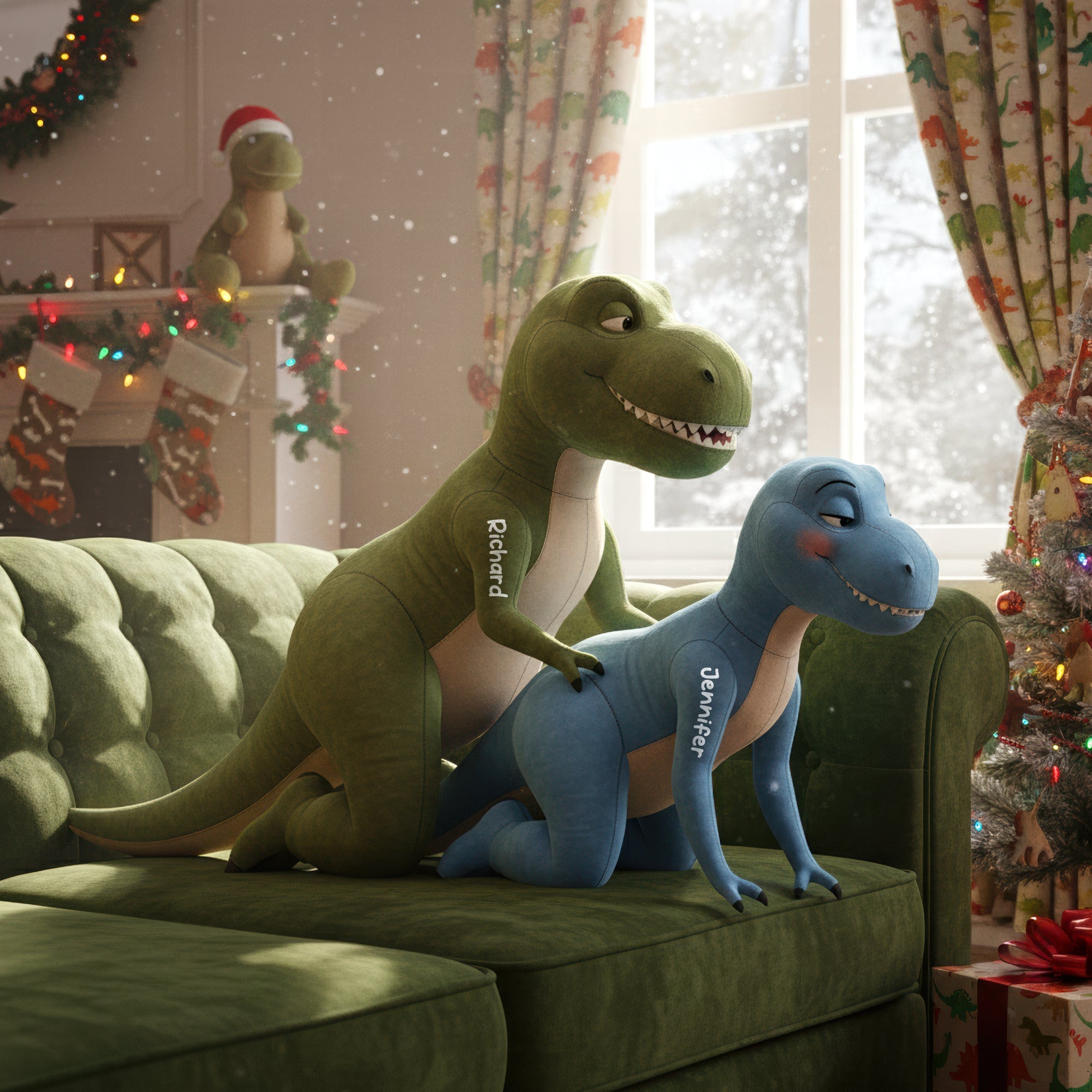 Naughty Dinosaur Couple Pillow - Personalized Gifts for Couples Pillow PopCulturePrints