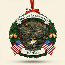Load image into Gallery viewer, Thank You for Your Service - Personalized Military Christmas Ornament for Veterans Ornament PopCulturePrints
