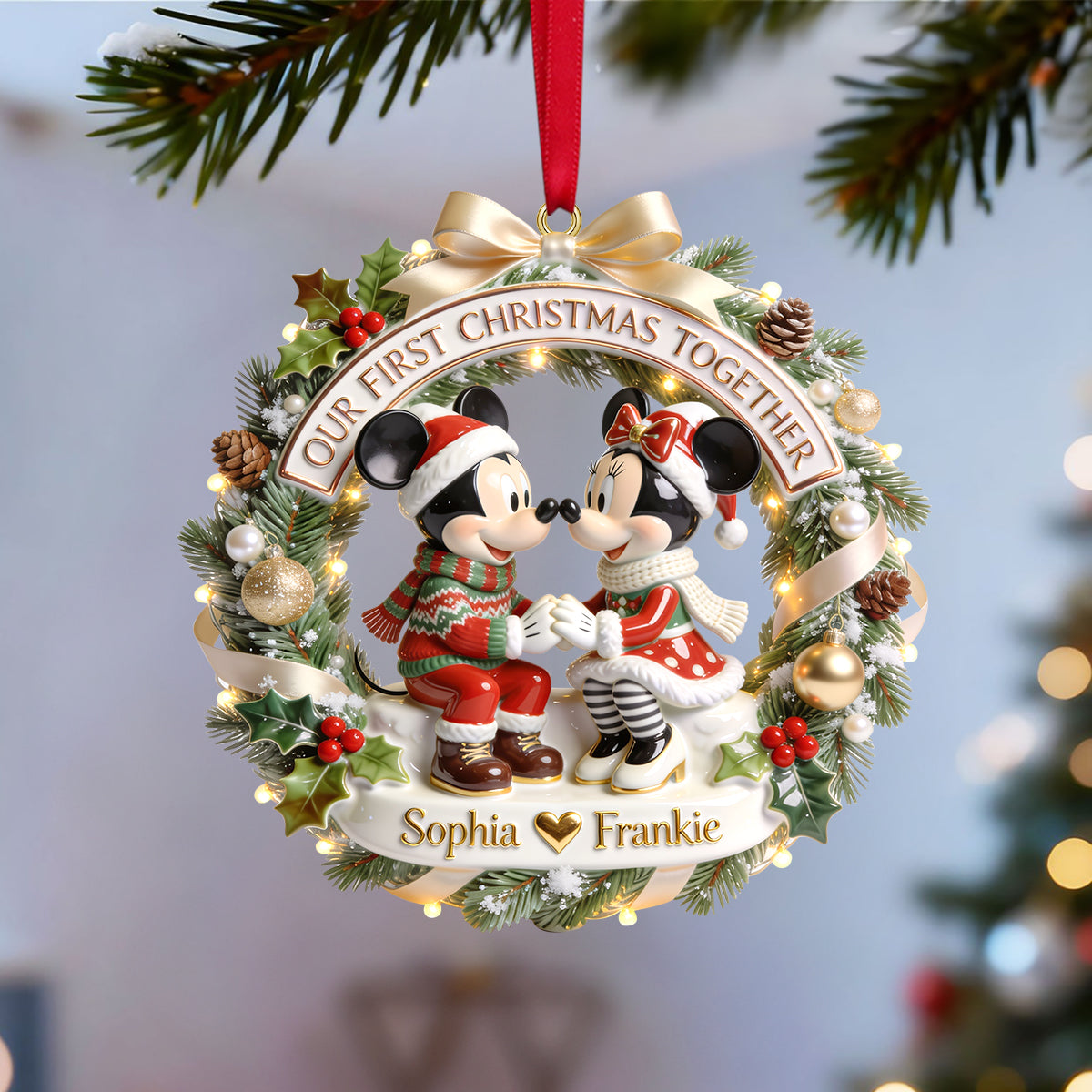Celebrate Your Love with Our First Christmas Together Ornament - Personalized Gift for Couples Ornament PopCulturePrints